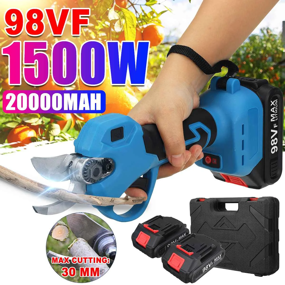 

98VF Electric Shears Cordless Rechargeable Pruner Shears with 20000mAh Battery Garden Tree Branch Bonsai Power Tool