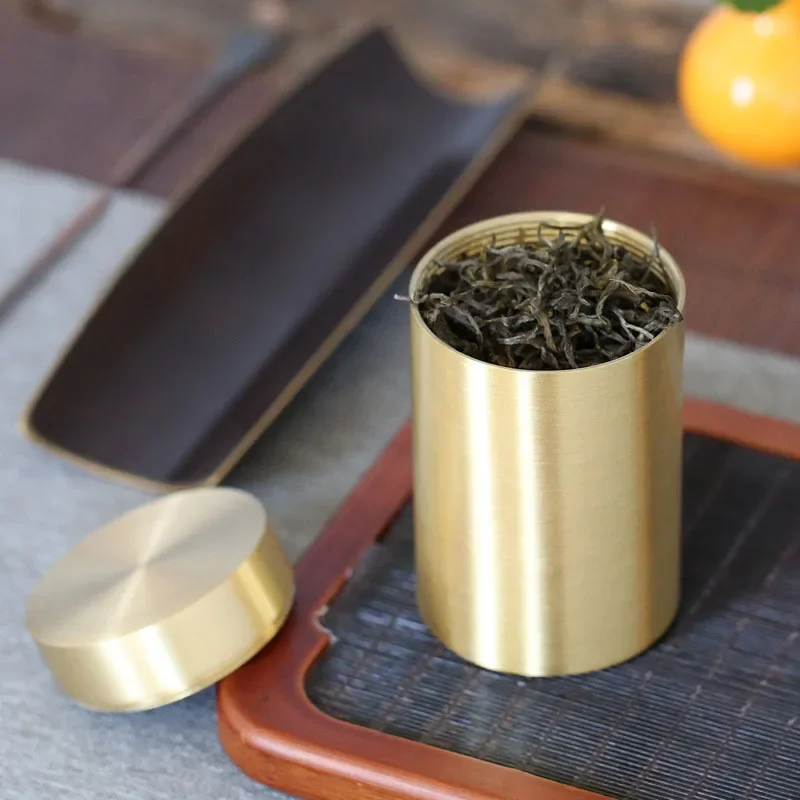 Brass Tea Caddy Travel Sealed Home Portable Metal Airtight Cans for Household Use
