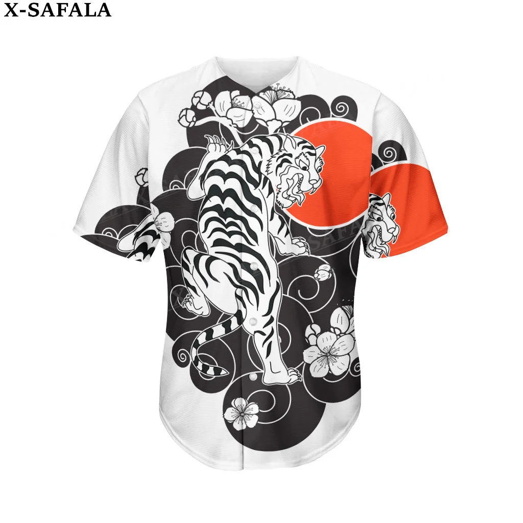 

Японская Маска самурая Oin Tattoo, тигровый дракон, бейсбольная Джерси, летняя рубашка, мужские топы, футболка большого размера в стиле хип-хоп