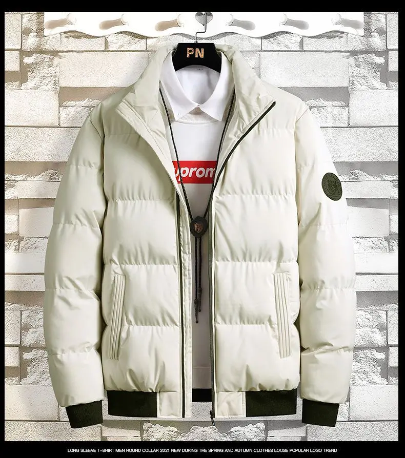 Men Harajuku Solid Warm Puffer Jacket 2023 Parka Mens Japanese Streetwear Winter Jacket Male Korean Fashion Bubble Coat F05