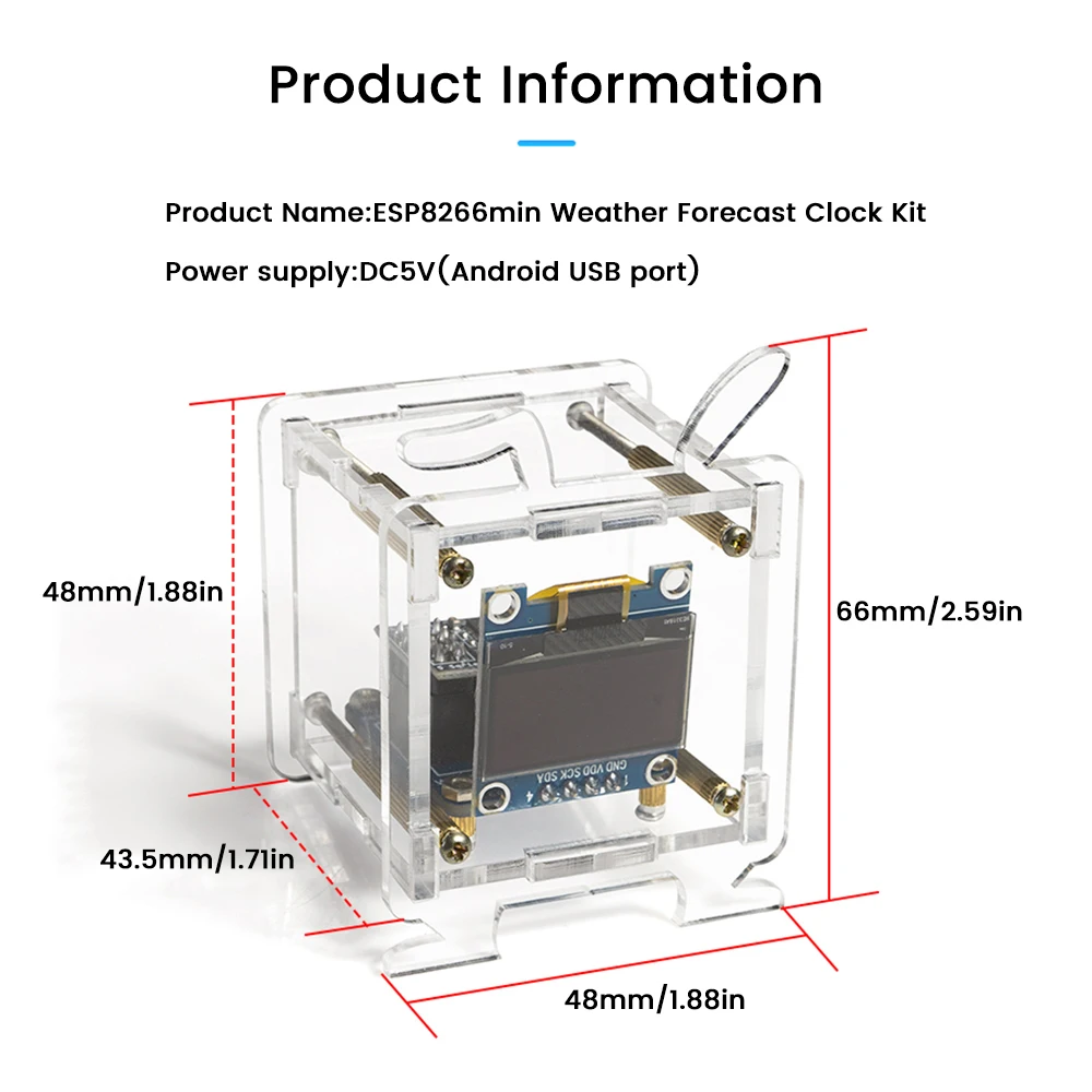 Esp8266 Mini Elektronische Klok Diy Kit 0.96 Inch Oled Display Ondersteuning 2.4G Wifi Netwerken Met Case Leuk Diy Solderen Losse Deel