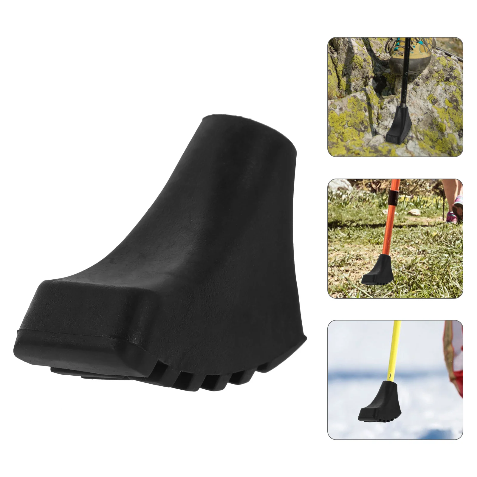 

6 Pcs Ski Poles Horseshoe-shaped Foot Covers and Pads (black Covers) Pieces Tpr