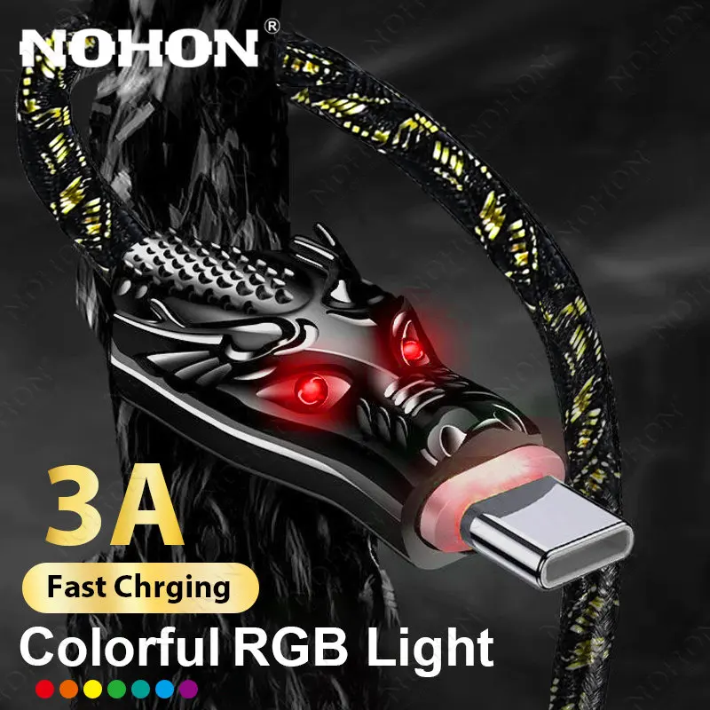 Nohon Cable Light Mobile Phone Cable Rgb C Type Cable Led Usb