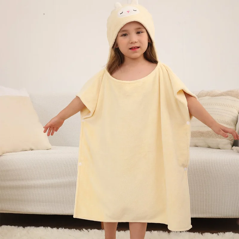 

New Children Cute Cartoon Hooded Cloak Beach Towel Animal Embroidery Microfiber Baby Boys Girls Kids Swimming Bath Towel
