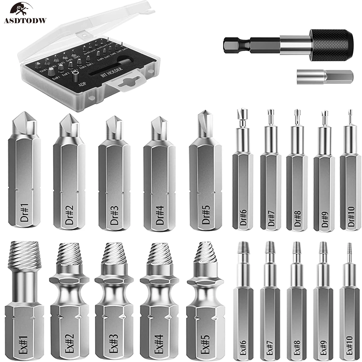 GetUSCart- Damaged Screw Extractor Set, HSS 4341, Upgrade 4 PCS Bolt  Extractor Kit, Easily Remove Stripped and Broken Screws