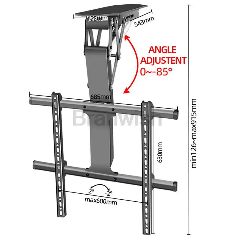 50-75" Ceiling TV LIFT Electric Remote Control Rotating DT500 Bracket Support Motorized Stand Adjustable Techo Mount Wall Holder 5