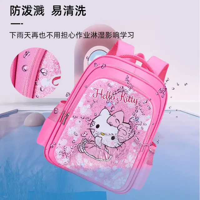 TAKARA TOMY Cute Cartoon Hello Kitty Waterproof Backpack Comfortable Neck Protection Kindergarten Big Class Girls Backpack 3