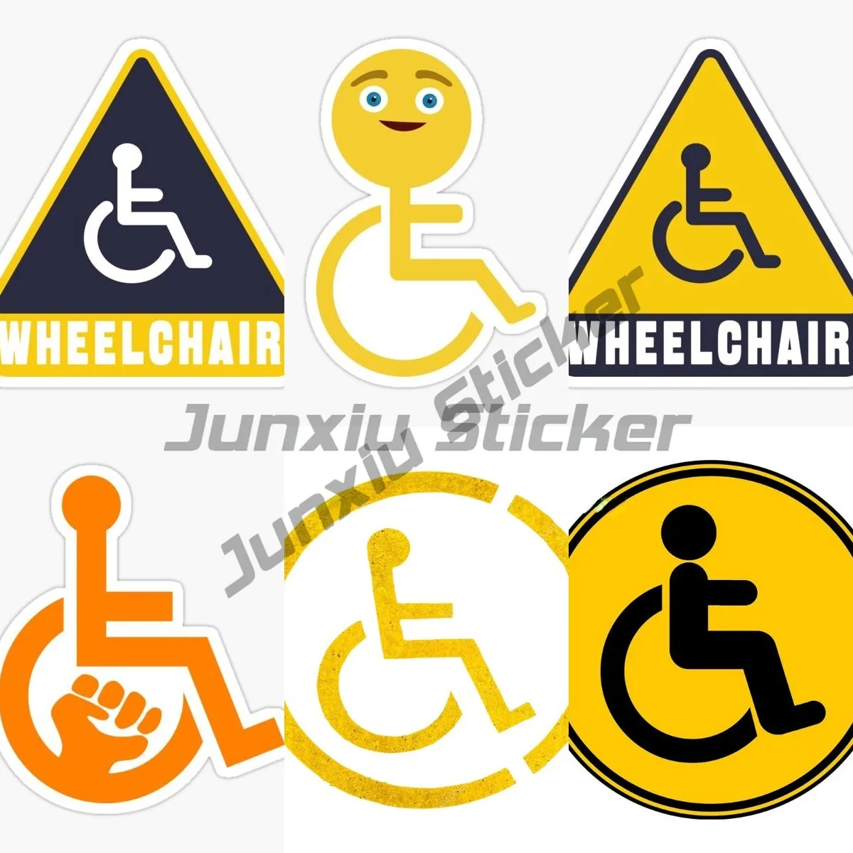 

Yellow Warning Disabled Sign Handicap Signs Car Sticker and Decals Wheelchair Sign Waterproof Door Protector Side Window Sticker