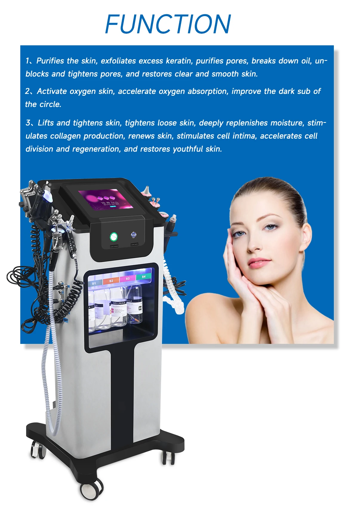 NEWGAGA 10 IN 1 Hydro Water Oxygen Jet Machine Facial SPA Massager Aqua Peeling Moisturizer Small Bubble Skin Cleaning Device