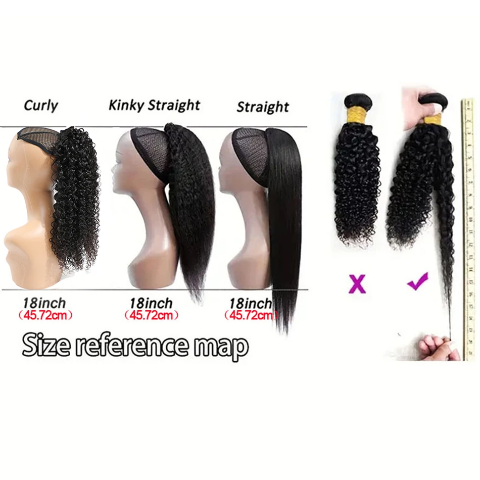 Racily Hair Kinky Sraight Ponytail Human Hair Afro Kinky Ponytail Hair Extensations Wrap Around Clip In Ponytail Black Yaki Hair