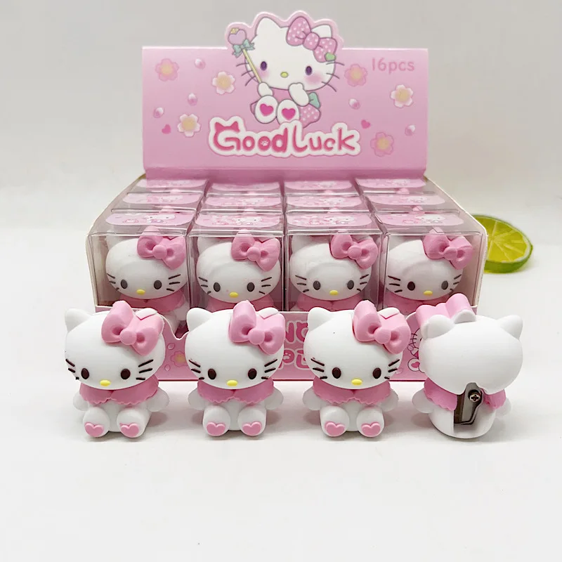 

Sanrio Hellokitty Kuromi Melody Pencil Sharpener Eraser 4/16pcs Creative Cartoon Kawaii Stationery Cute Students School Supply