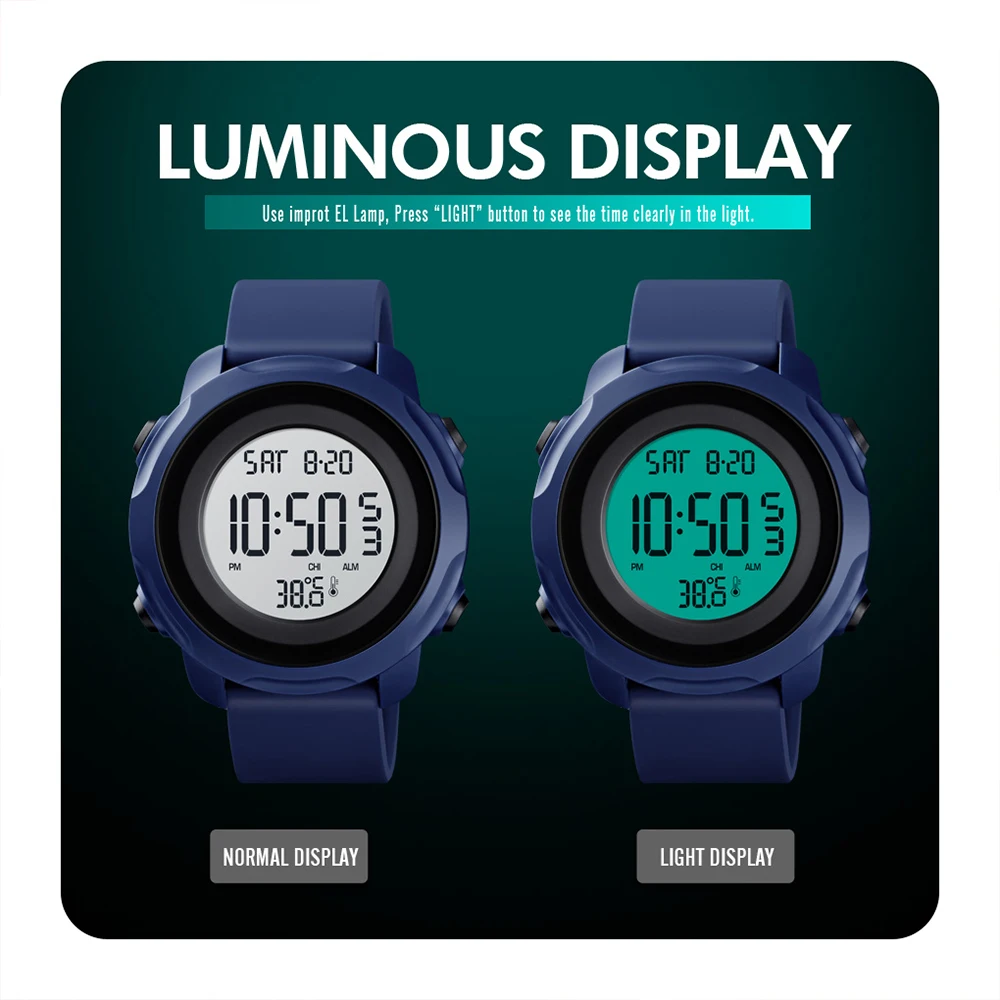 SKMEI الرجال الرياضة ساعة موضة قياس درجة الحرارة L...