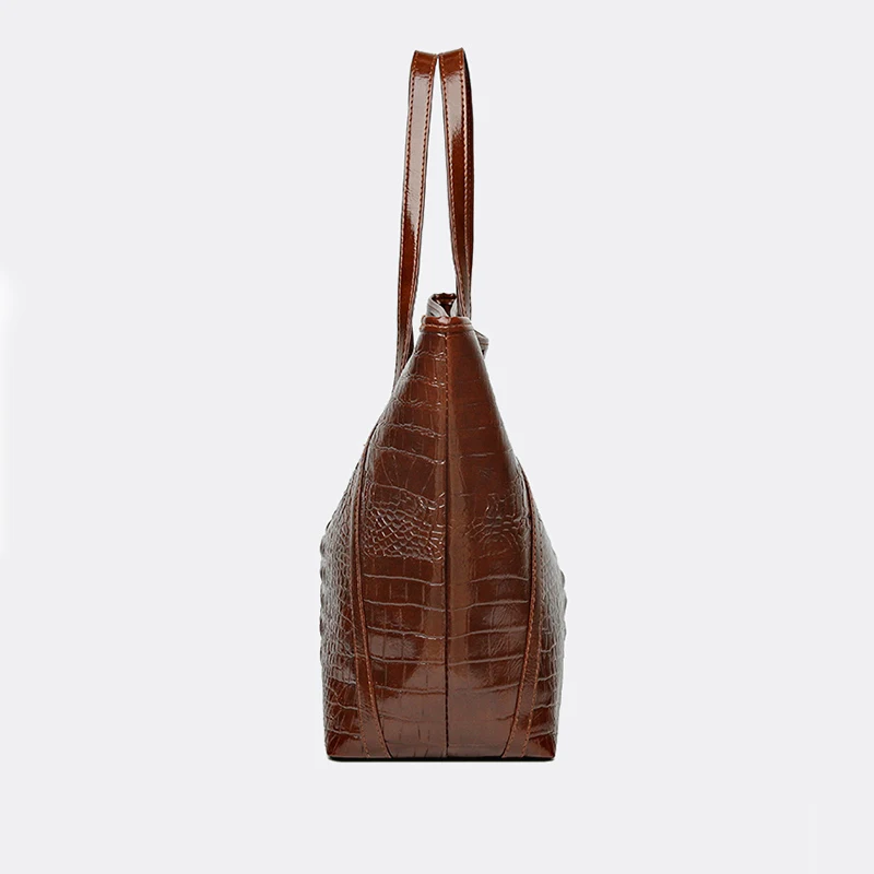 Simple And Versatile Crocodile Print Tote Bag Large Capacity Fashion Handbag Vintage Design Shoulder Women's Bag
