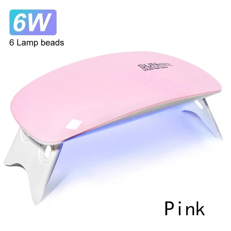 1PC 6W Mini Nail Dryer Machine Portable 6 LED UV Manicure Lamp Home Use Nail Lamp For Drying Polish Varnish With USB Cable 6