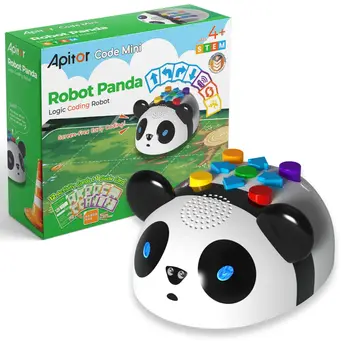 Apitor Robot Panda, Robot di codifica per bambini dai 4 ai 6 anni, Giocattolo per l'apprendimento STEM con rilevamento e anelli intelligenti, Regalo di programmazione educativa