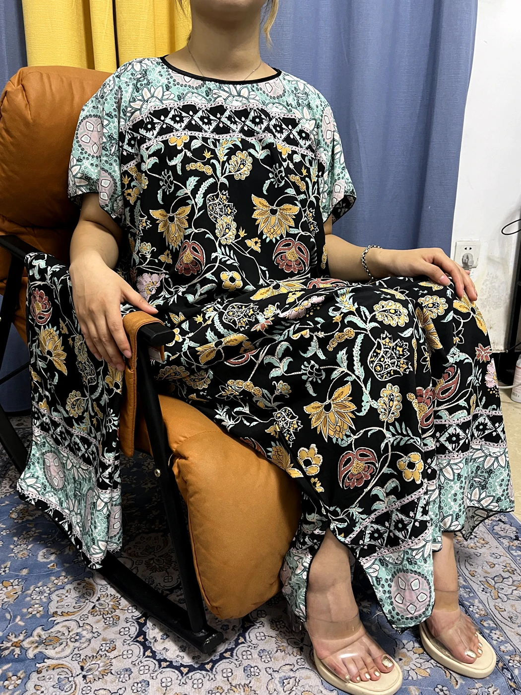 Abayas For Women 2023 Dubai Fashion Print Floral Rayon Farbic Loose Femme Robe African Nigeria Party Dresses With Headscarf