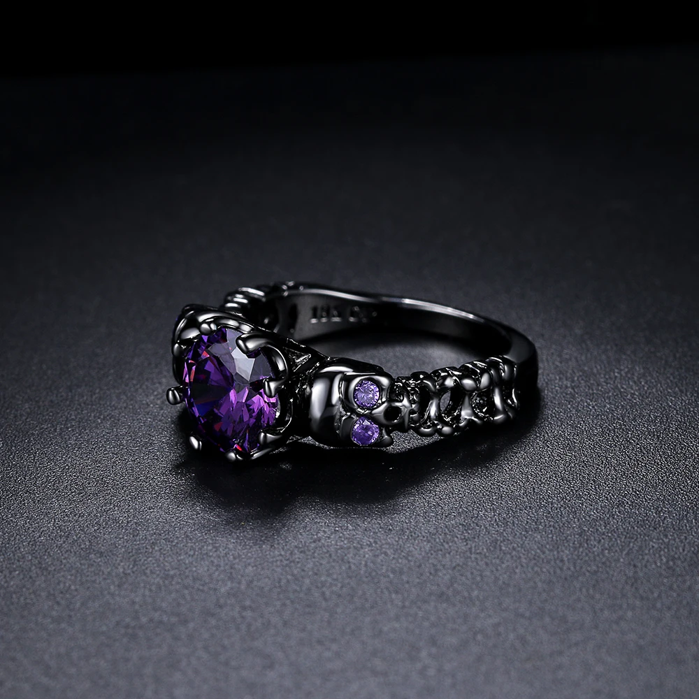 Retro Punk Skull Gothic Ring For Women Men Halloween Goth Black Gold Color Rings Accession Fashion Jewelry R523 gold color rings gold color ring finger ring