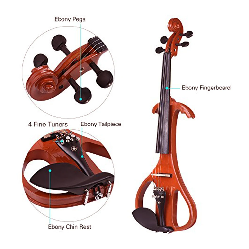 Full Size 4/4 Acoustic Violin Solidwood Body 4/4 Violin Brazilwood Bow String Connecting Cable Bridge Carry Case Red Violin Accessories