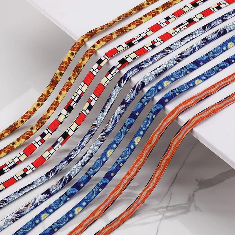 Bunte Schnürsenkel für Männer und Frauen, flache Schnürsenkel für Turnschuhe, dekoratives Muster, berühmte Malerei, Schnürsenkel, 5 Farben – Detail 5