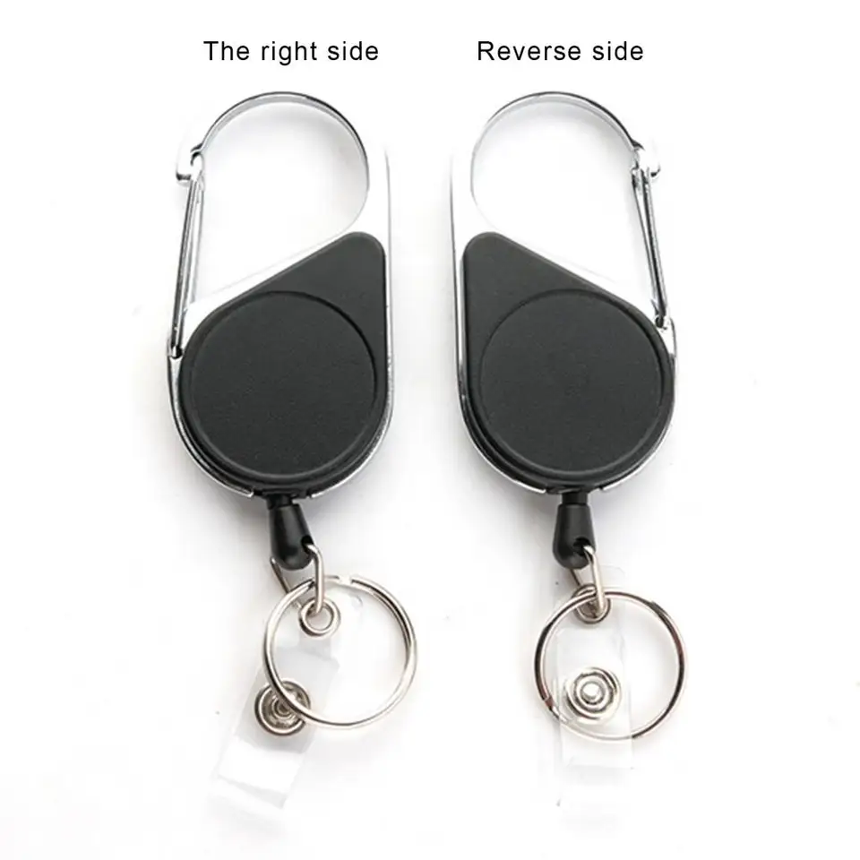 Llavero Retráctil, Paquete De 2 Carretes De Insignia Resistente, Extensible Clip Para Llavero Clip Elástico Para Cinturón Clip De Seguridad Antipérdida Negro Con Cordón De Nailon De 27 Pulgadas