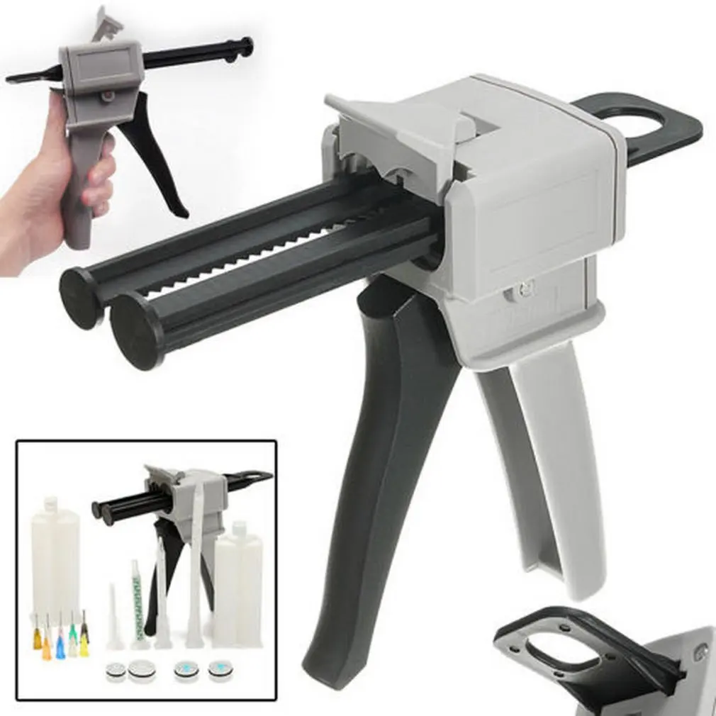 

New Manual Caulking Gun Dispenser 50ml 2 Component AB Epoxy Sealant Glue Gun Applicator Glue Adhensive Squeeze Mixed 1:1 2:1