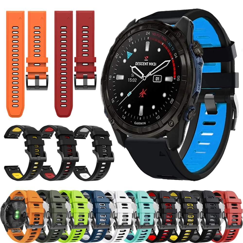 

22 26mm Smart Watch For Garmin Quatix 7 7X 6 5 3 Solar Edition EPIX 2 Silicone Quick Fit Fenix 6X Pro Strap Wristband Bracelet