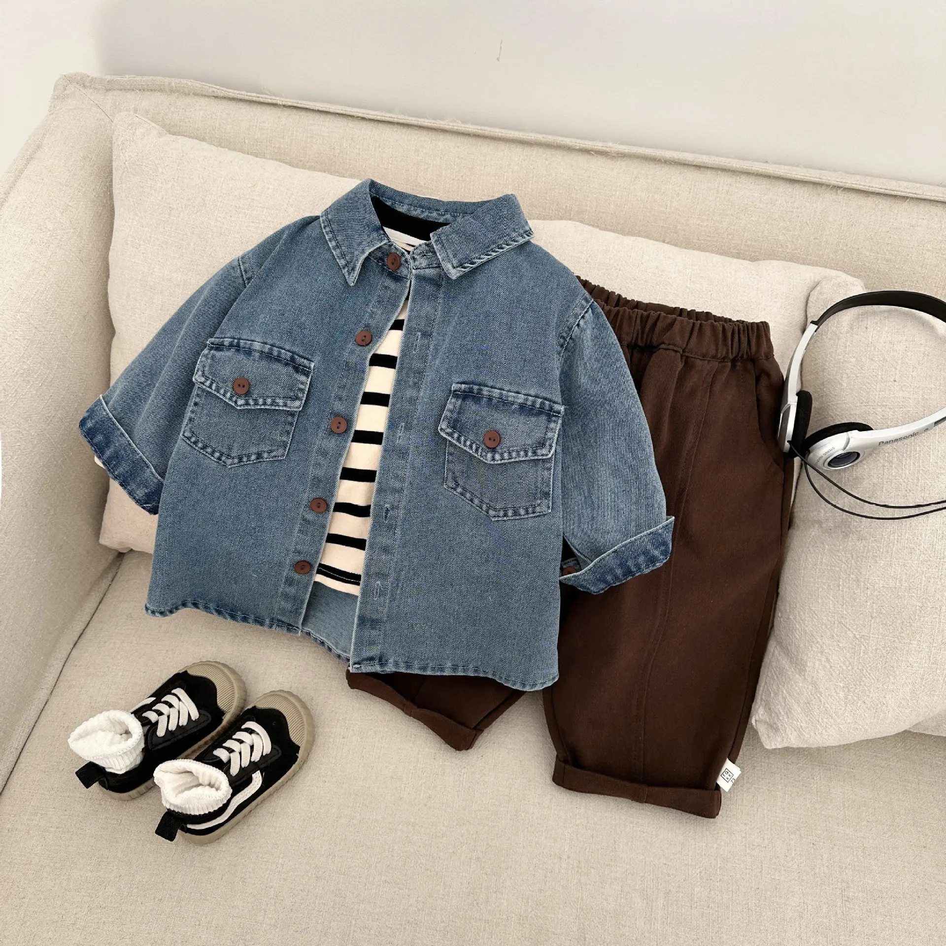 Baby Clothes Boys Spring and Autumn Denim Coat New Fashionable Casual Jacket Baby Cotton Simple Casual Shirt