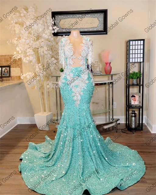 mint green prom dress