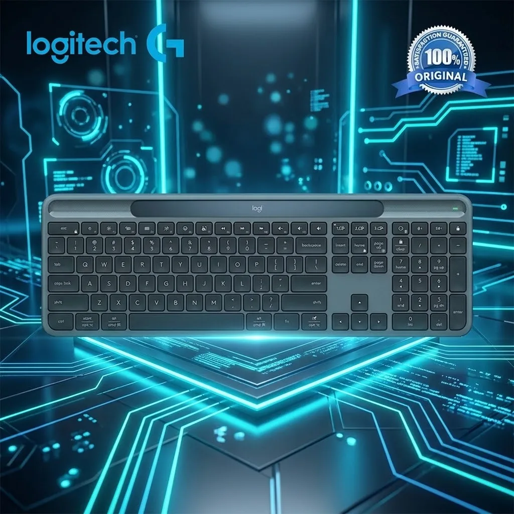 Novo teclado sem fio Logitech Signature Slim Solar+ K980, teclado Bluetooth alimentado por energia solar, adequado para escritório, com troca fácil de canais.