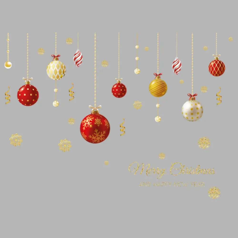 1~10PCS Christmas Window Stickers Xmas Ball Mirror Stickers Wall Ornaments Merry Christmas Decoration Mirror Sticker New Year