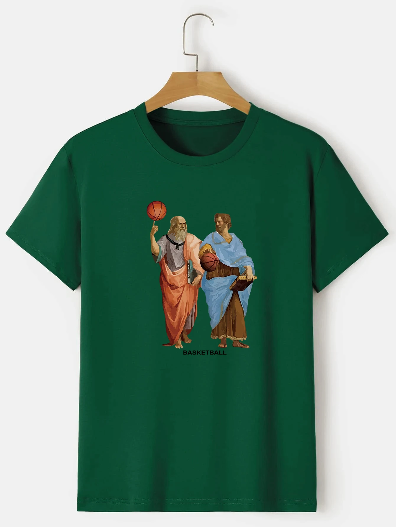 Tricou cu imprimeu amuzant cu bătrân jucând baschet, topuri cu mânecă scurtă și guler rotund, tricou grafic, haine de vară, ținută bărbătească_voghion.com