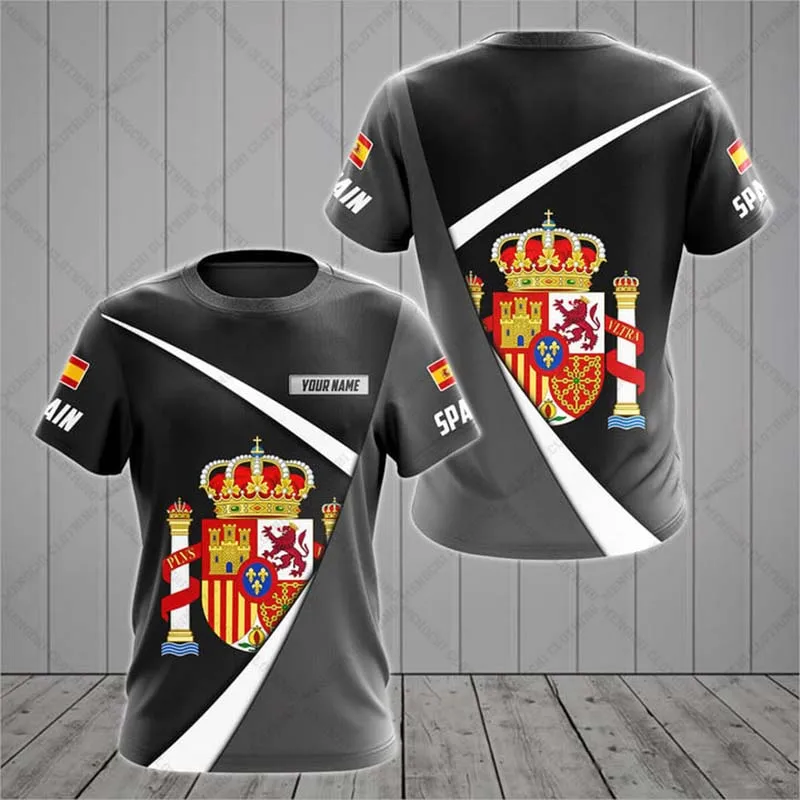 Customized Spain Emblem Graphic T-shirts Fast Dry Jersey