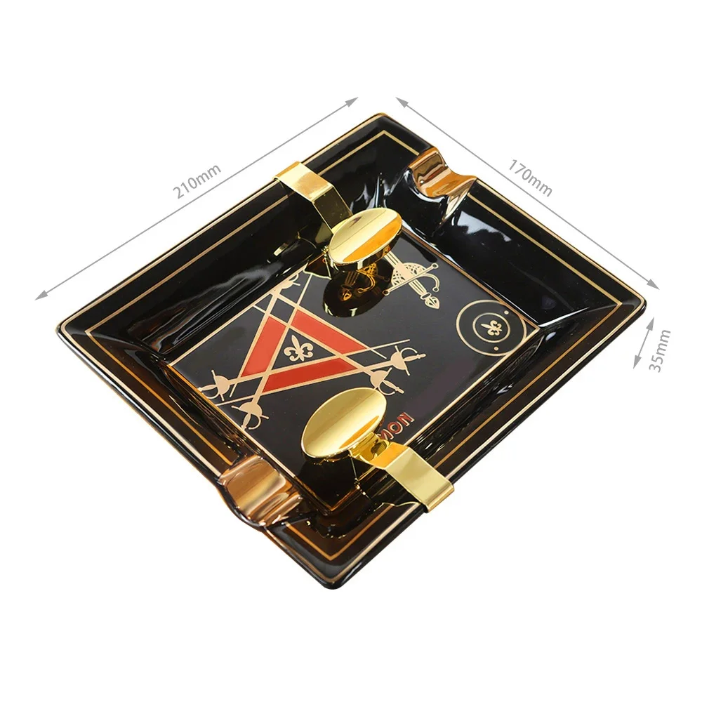 

Portable Black Cigar Ashtray Classic Ceramic Home 2 Slots Cigar Holder Gadgets Travel Ash Slot Cigarette Tobacco Ashtrays Tools