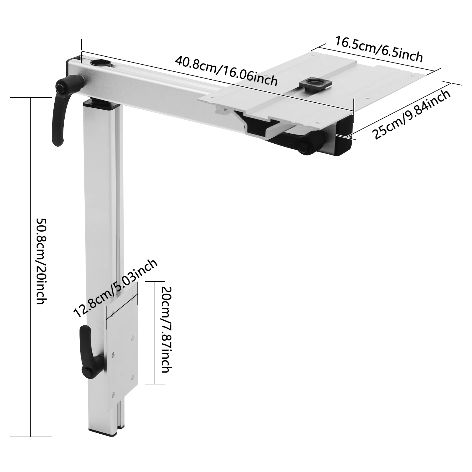 RV 360&deg;Silver Aluminum Alloy Rotatable Table Leg Support Load-bearing Capacity 50kg/110.23lbs Adjustable Table Leg