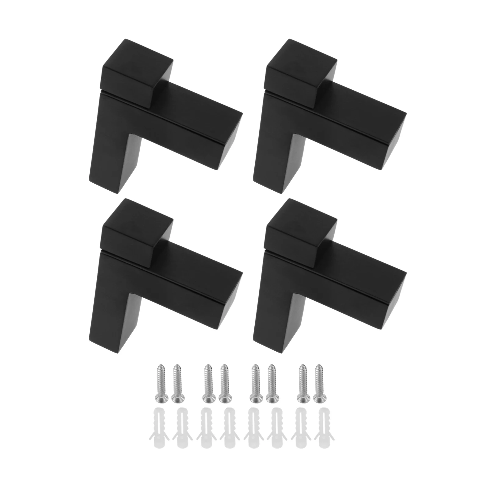 4개 조절 가능한 선반 브래킷, 3-20mm/0.12-0.79인치 두께의 유리/목재 선반 지지대, 나사 포함 플로팅 선반용