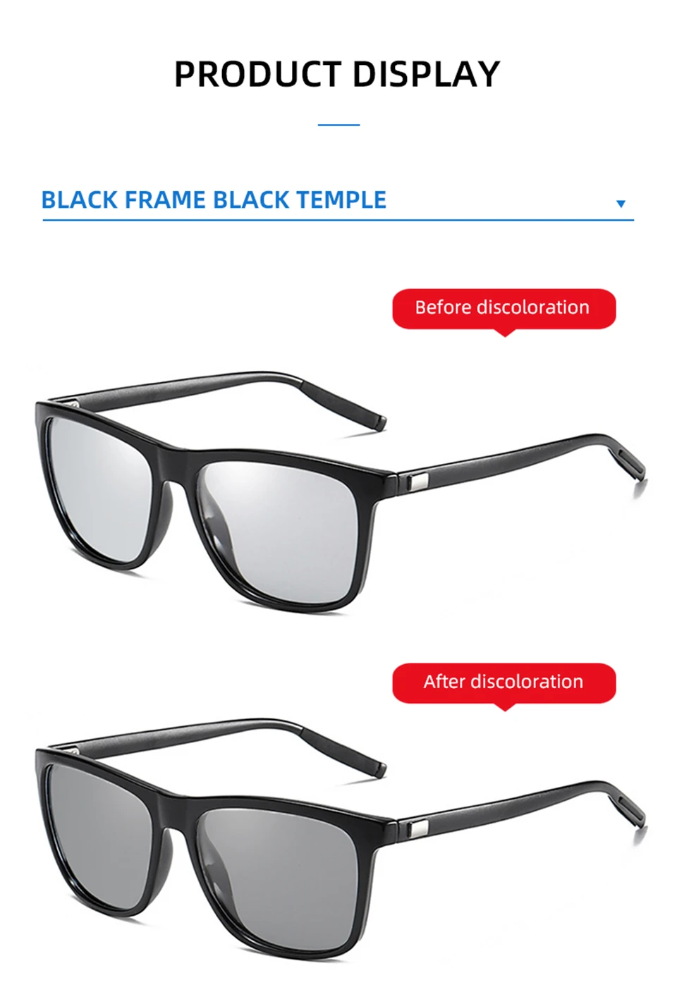 NOMOR Farbwechsel Grauer Rahmen Photochrome Polarisierte Sonnenbrille Männer Quadratische Klassische Chamäleon Glaases Übergangslinse Brillen – Detail 10