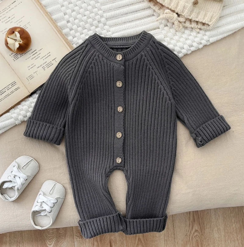 Solid Knit Cotton Baby Romper 4