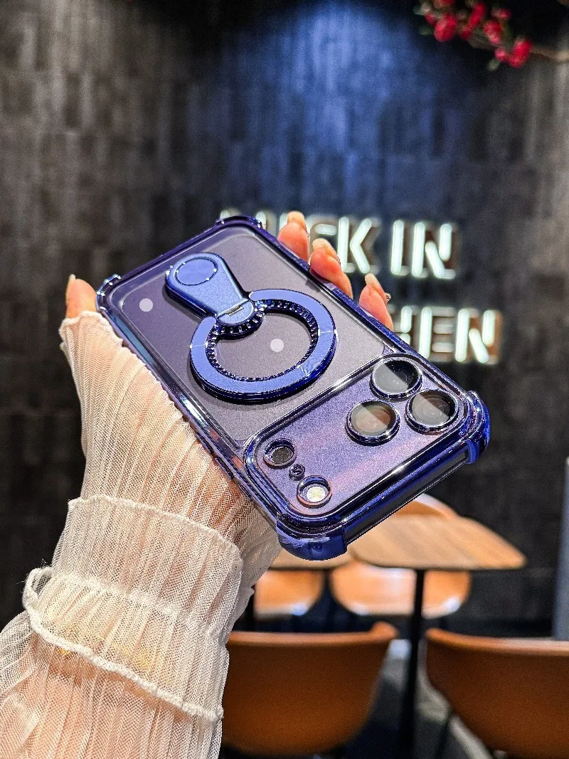 Sleek Transparent Magnetic Stand Holder Shockproof Phone Case