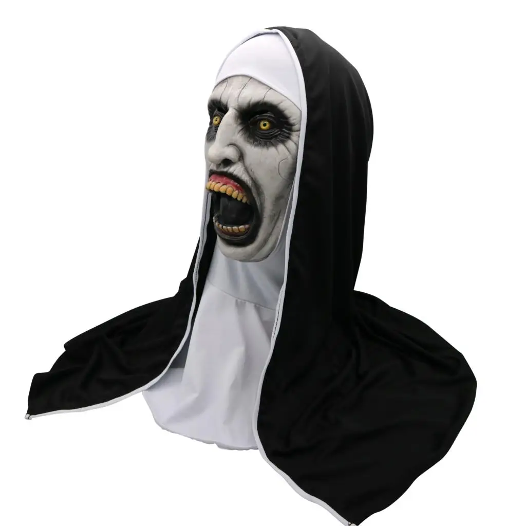 

1 Pc The Nun Horror Mask Cosplay Valak Scary Latex Masks With Headscarf Full Face Helmet Halloween Party Props