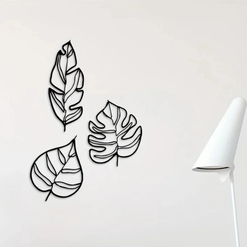 

3pcs Metal Leaf Home Wall Pediments, Decor Wall Art, Suitable Children's Room Nursery Kindergarten,Three Leaves Wall Decoration