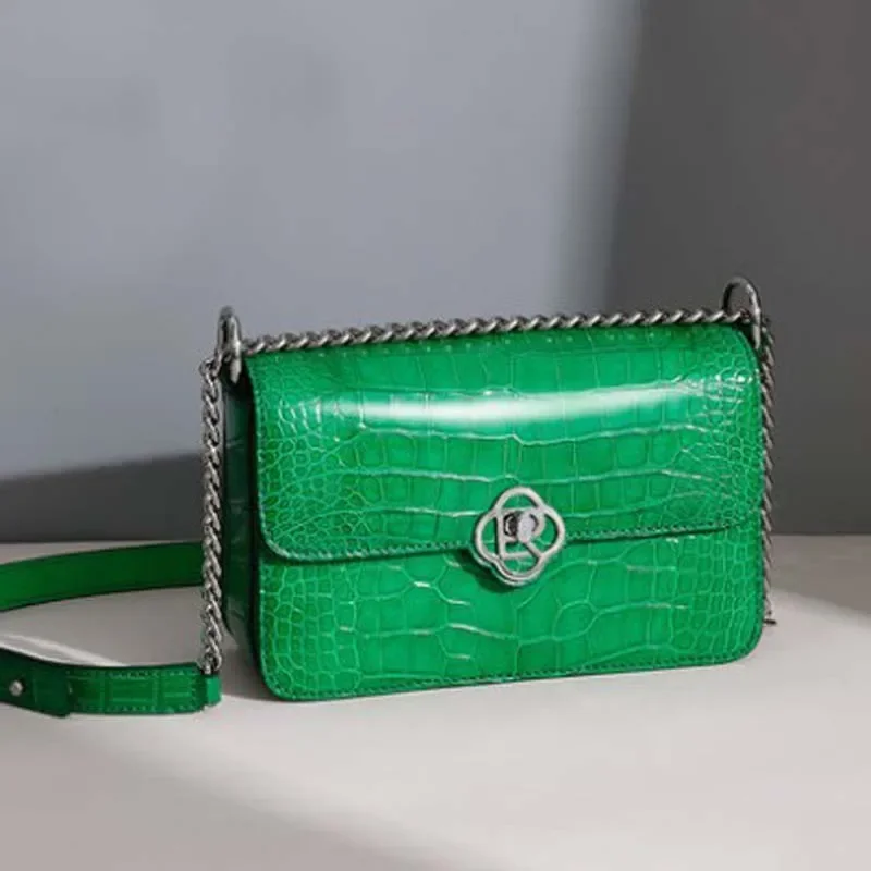 ouluoer crocodile female bag fashion crocodile leather female one shoulder bag women flap