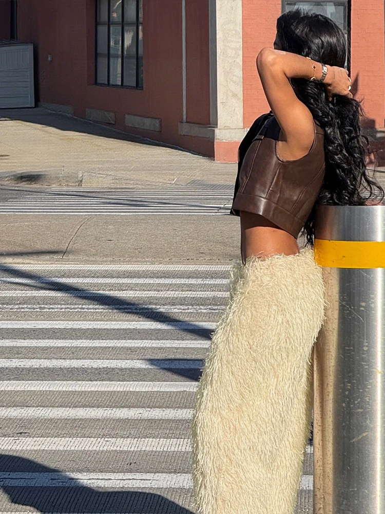 Nibber Plush Tassels Pants Women Elastic High Waist Unique Straight Casual Autumn Trend Street Wild Hottie Chic Street Bottoms