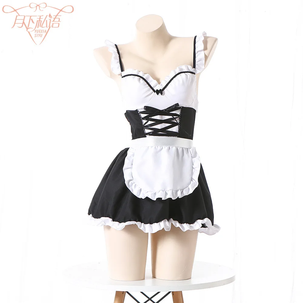 

Perspective Women Girls Sexy Underwear Maid Outfit Lingerie Nets yarn Bowknot Sexy Skirt Costume Cosplay Suit