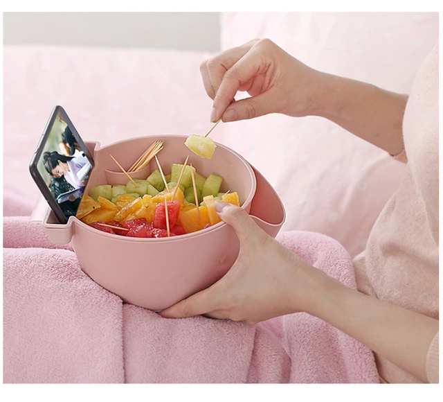 Double Lazy Fruit Bowl Creative Plastic Fruit And Vegetable With Mobile  Phone