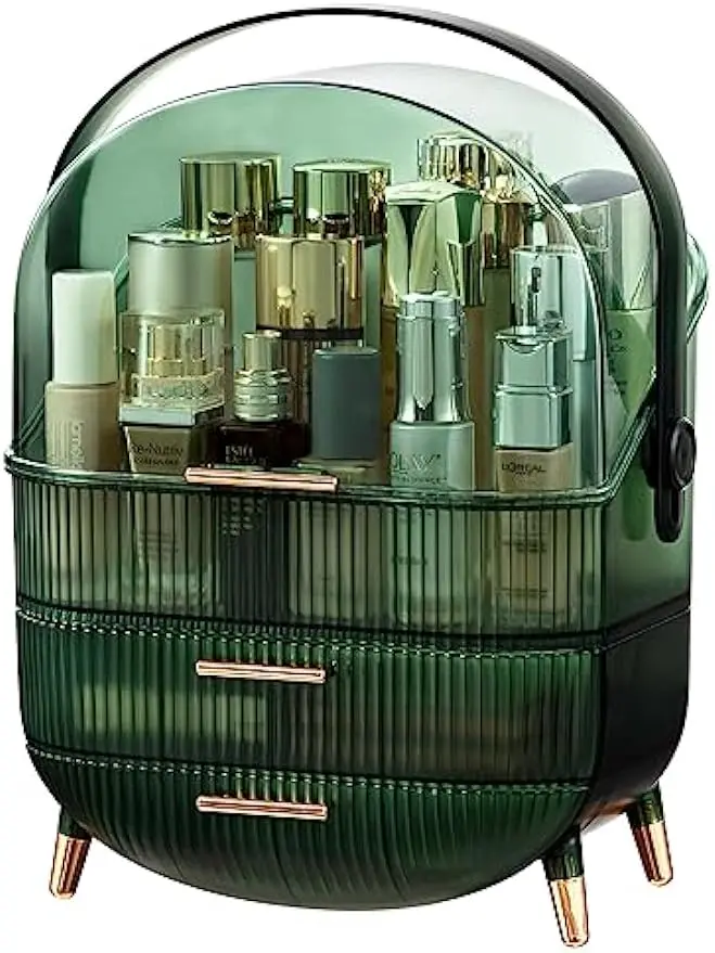 

HBlife Makeup Organizer for Vanity, Portable Waterproof Dustproof Bathroom Organizer and Storage with Lid, Cosmetic Display Case