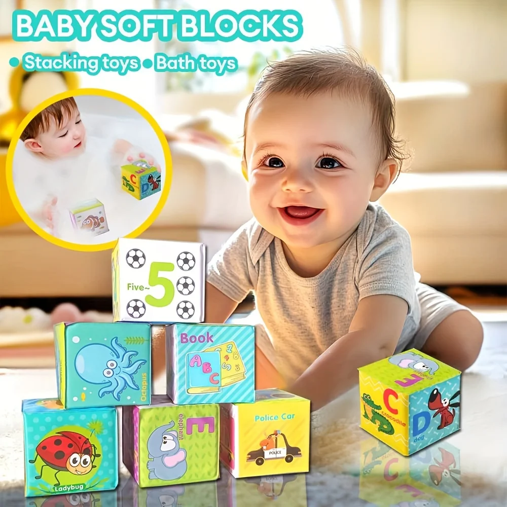 Early Learning Stacking Toys 4/6pcs EVA Leather Soft Blocks Interactive Game