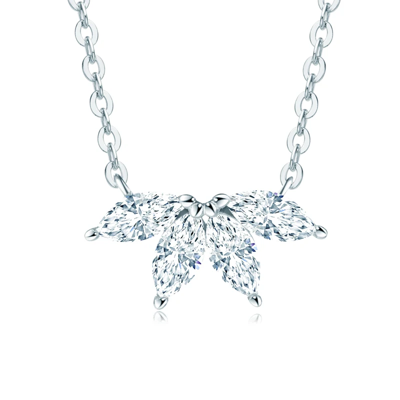 

Anziw D Color VVS1 Moissanite Necklaces for Women 925 Silver Original Marquise Cut 2.5*5mm Exquisite Petal Pendant Jewelry