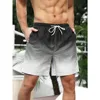 2025 Summer New Hawaii Vacation Beach Shorts Men's Casual Half Pants 3D Printed Striped Gradient Swimming Pants Beach 2