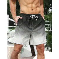 2025 Summer New Hawaii Vacation Beach Shorts Men's Casual Half Pants 3D Printed Striped Gradient Swimming Pants Beach 2