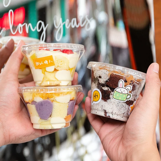 Clear Plastic Dessert Cups with Lids Small Disposable Parfait Cup Party  Fruit Containers Banana Pudding Ice Cream Container - AliExpress